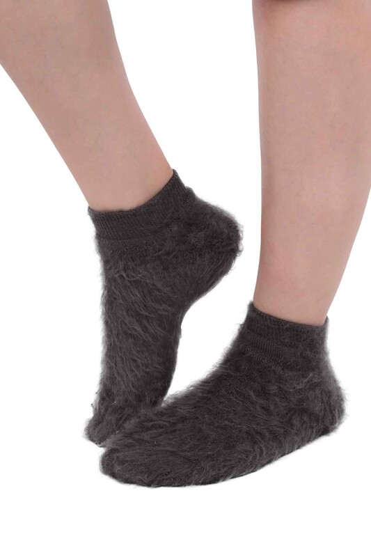 SİMİSSO - Dışı Şardonlu Termal Kadın Havlu Patik Çorap 3031 | Füme