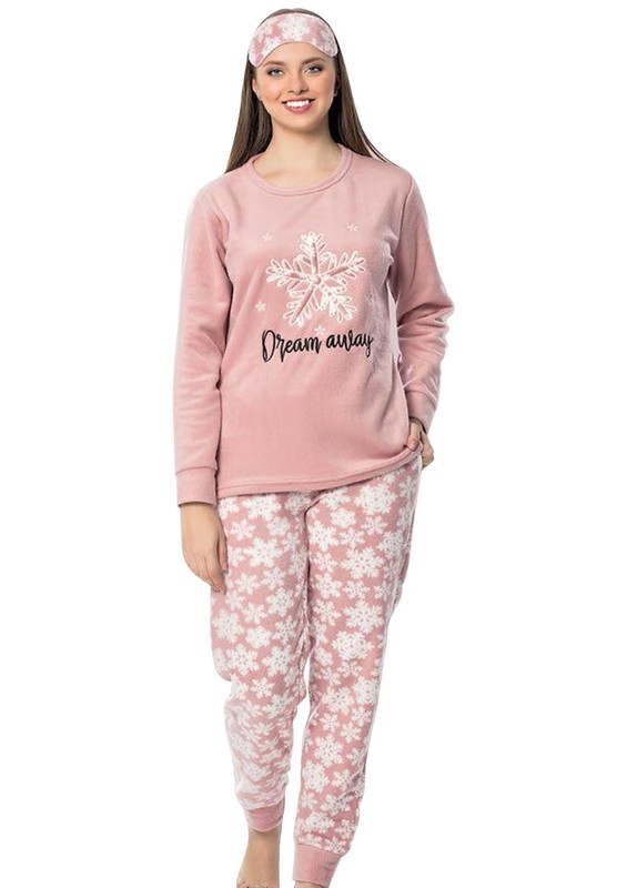Snc Kar Tanesi Desenli Polar Pijama Takımı 7129 | Lacivert - Thumbnail