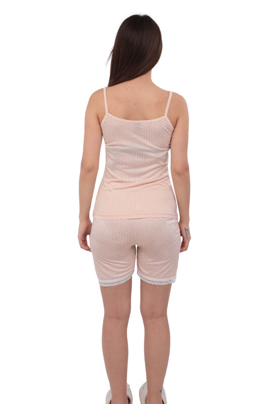 Комплект пижамы SNC с лямками и гипюровой отделкой 6030/бежевый - Thumbnail