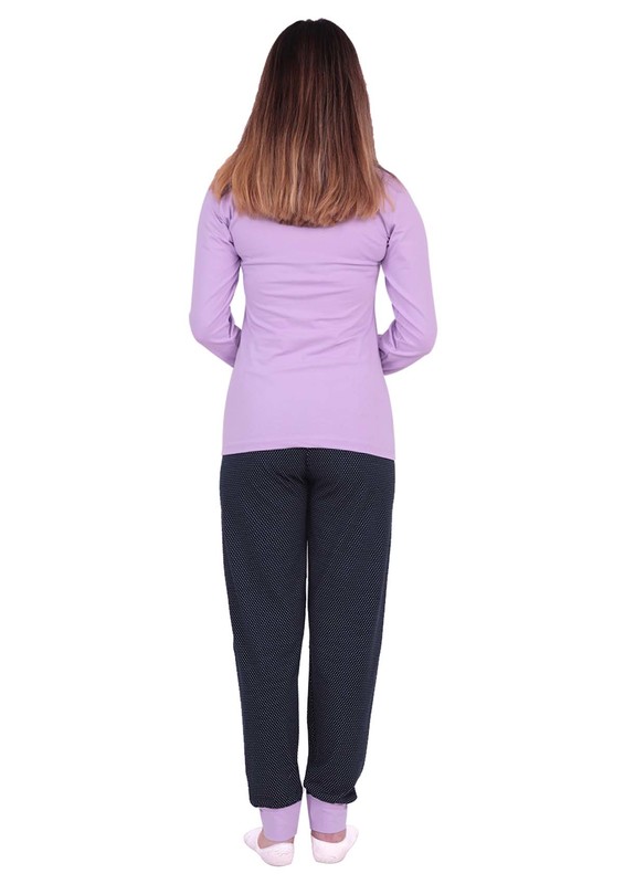 Комплект пижамы SUDE с длиными рукавами и принтом персонажа из мультфильма 3097/ лиловый - Thumbnail