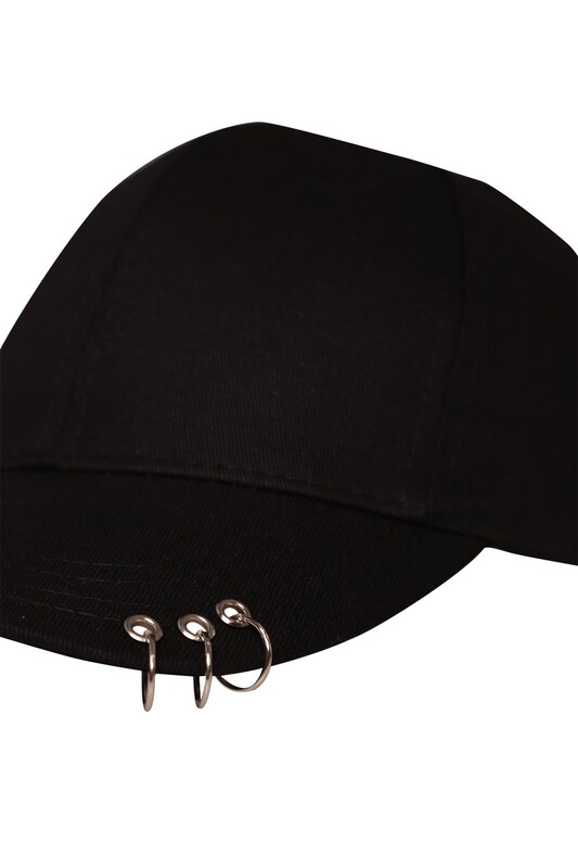 Aksesuarlı Şapka 3525 | Siyah - Thumbnail