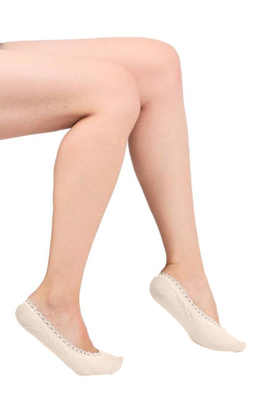 DORE - Dore Desenli İşlemeli Babet Çorap 290 | Ten