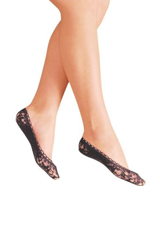 DORE - Dore Desenli İşlemeli Babet Çorap 290 | Siyah