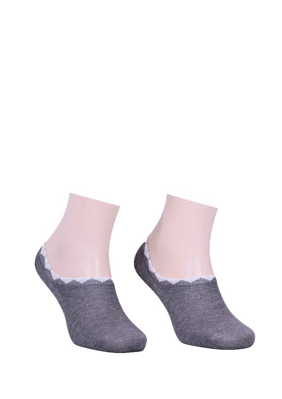 Paktaş Boğazı Desenli Babet Çorap 338 | Gri - Thumbnail