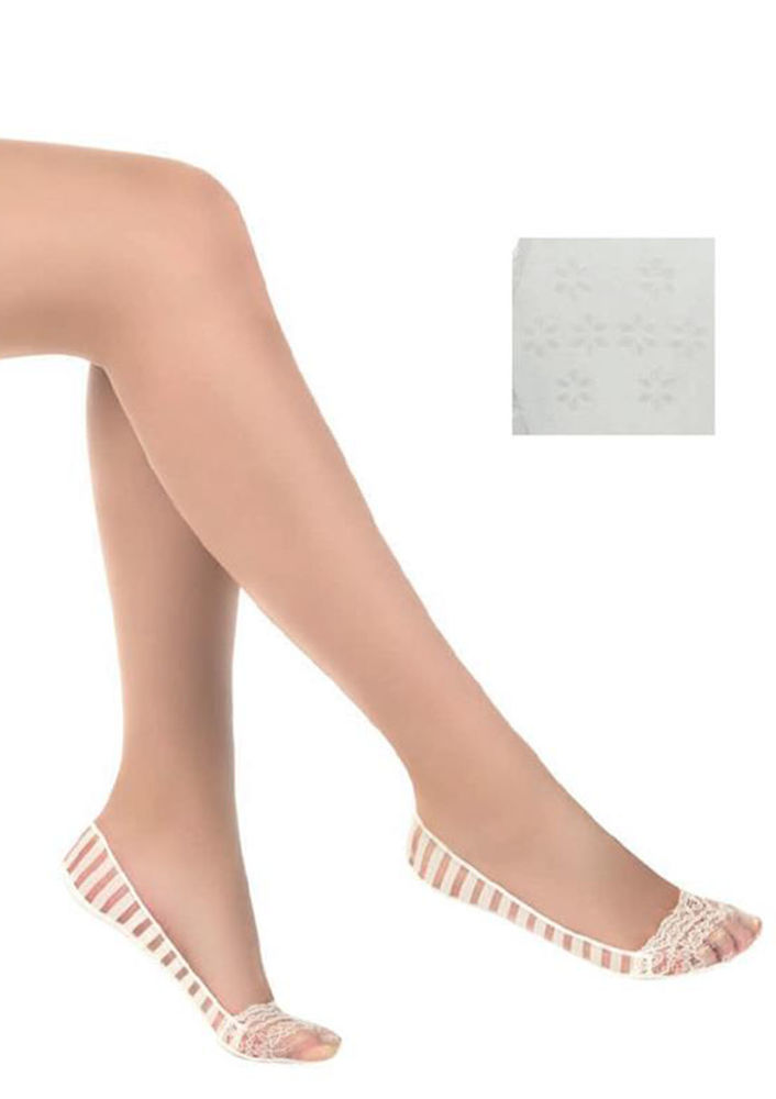 Penti Stripe Suba Babet Çorap | Beyaz