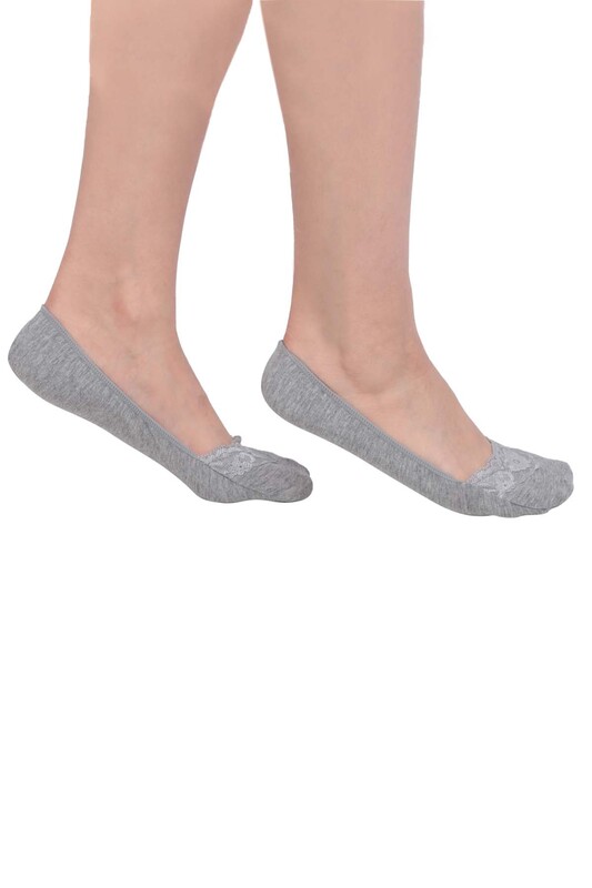 Penti Cotton Lace Suba Babet Çorap | Gri - Thumbnail