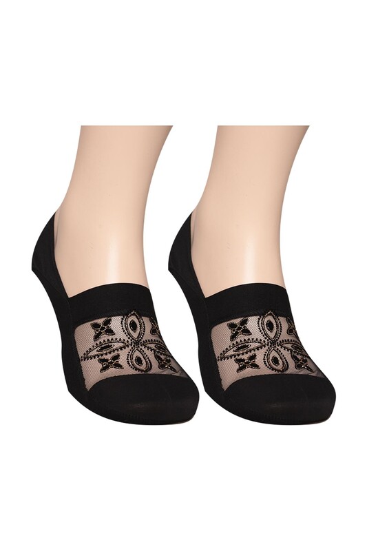 PİER VİO - Simli Kadın Babet Çorap Model 4 | Siyah Gold