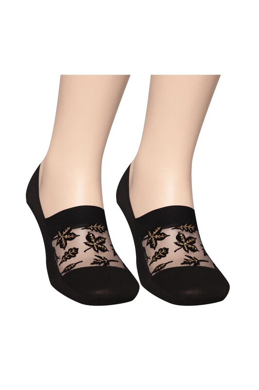 PİER VİO - Simli Kadın Babet Çorap Model 5 | Siyah Gold