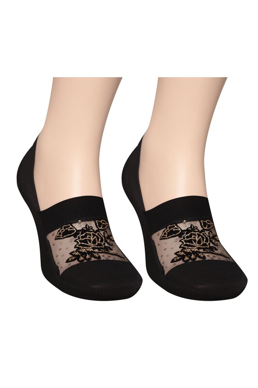 PİER VİO - Simli Kadın Babet Çorap Model 6 | Siyah Gold