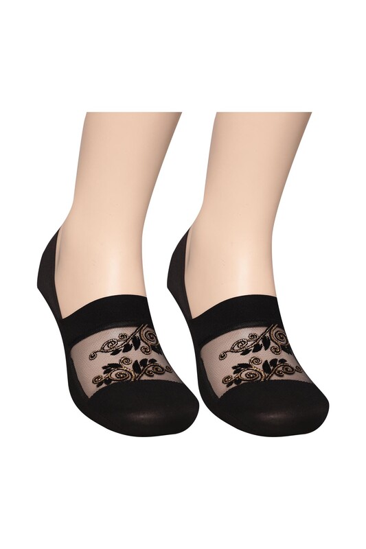 PİER VİO - Simli Kadın Babet Çorap Model 7 | Siyah Gold