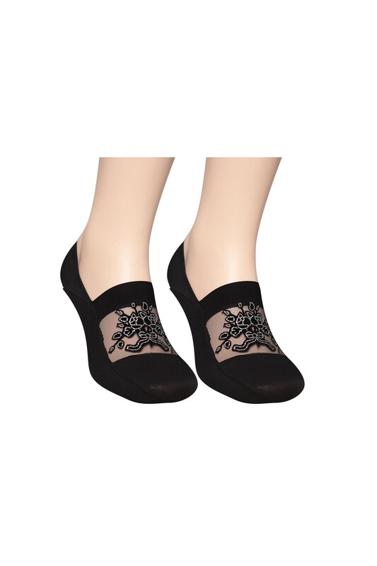 PİER VİO - Simli Kadın Babet Çorap Model 8 | Siyah Gümüş