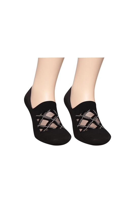 PİER VİO - Simli Kadın Babet Çorap Model 9 | Siyah Gümüş