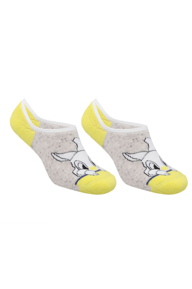 Tavşan Desenli Kadın Havlu Babet Çorap | Neon Sarı
