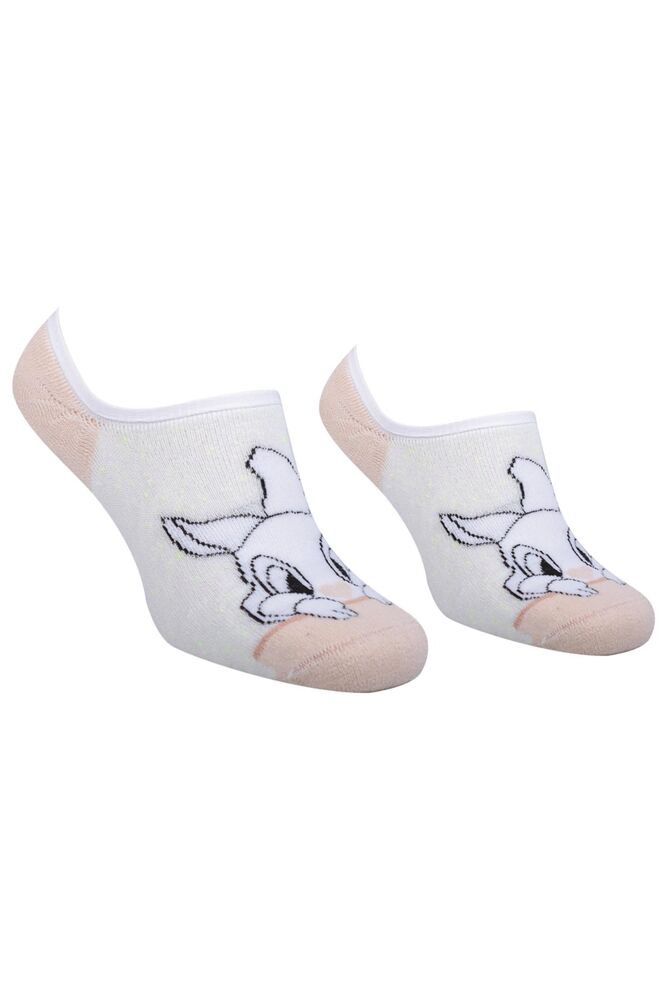 Tavşan Desenli Kadın Havlu Babet Çorap | Krem