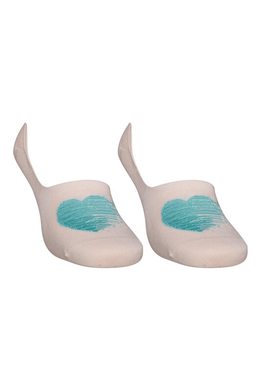 SİMİSSO - Bambu Kalp Desenli Kadın Babet Çorap 20710 | Pudra