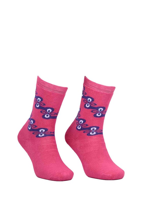 ADA - Ada Desenli Havlu Çorap 4199 | Fuşya