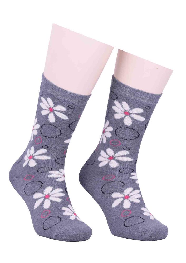 Arc Çiçekli Havlu Çorap 212 | Gri