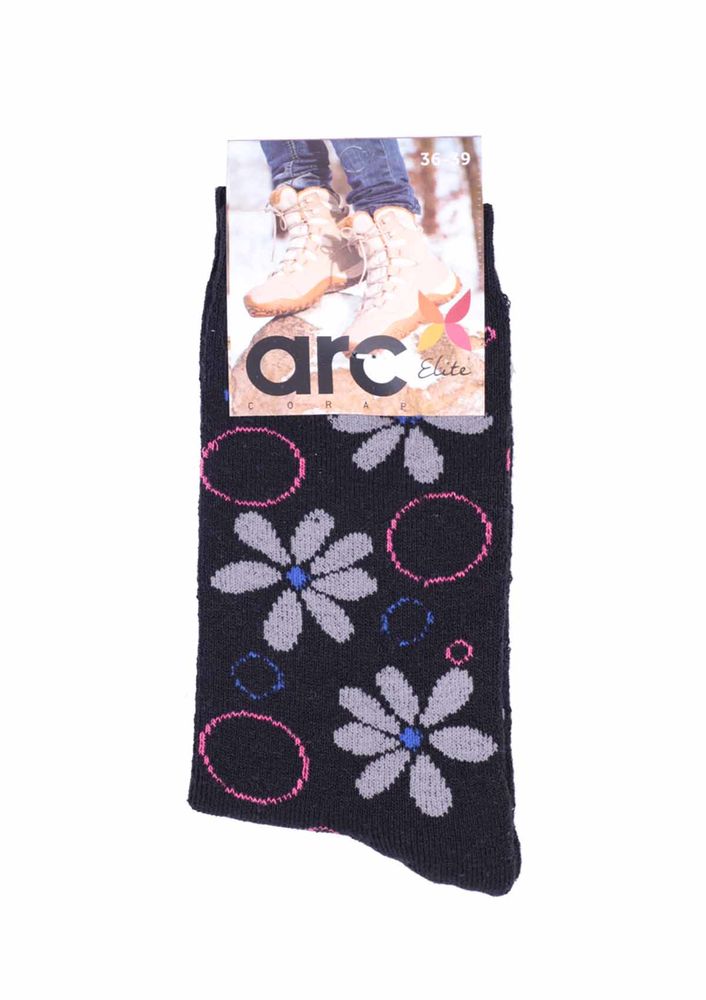 Arc Çiçekli Havlu Çorap 212 | Siyah