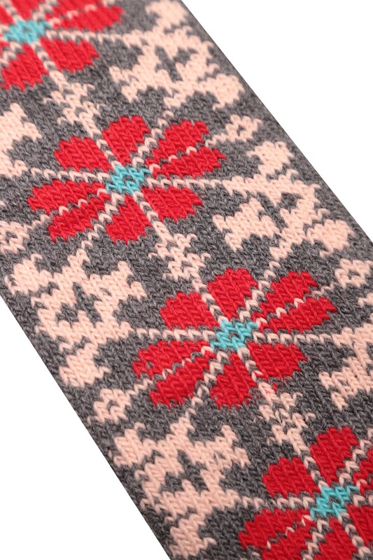Desenli Kadın Patik Çorap 5964 | Kırmızı - Thumbnail