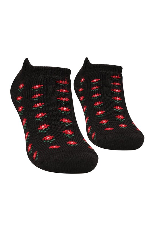 BABİT - Desenli Kadın Patik Çorap 5966 | Siyah