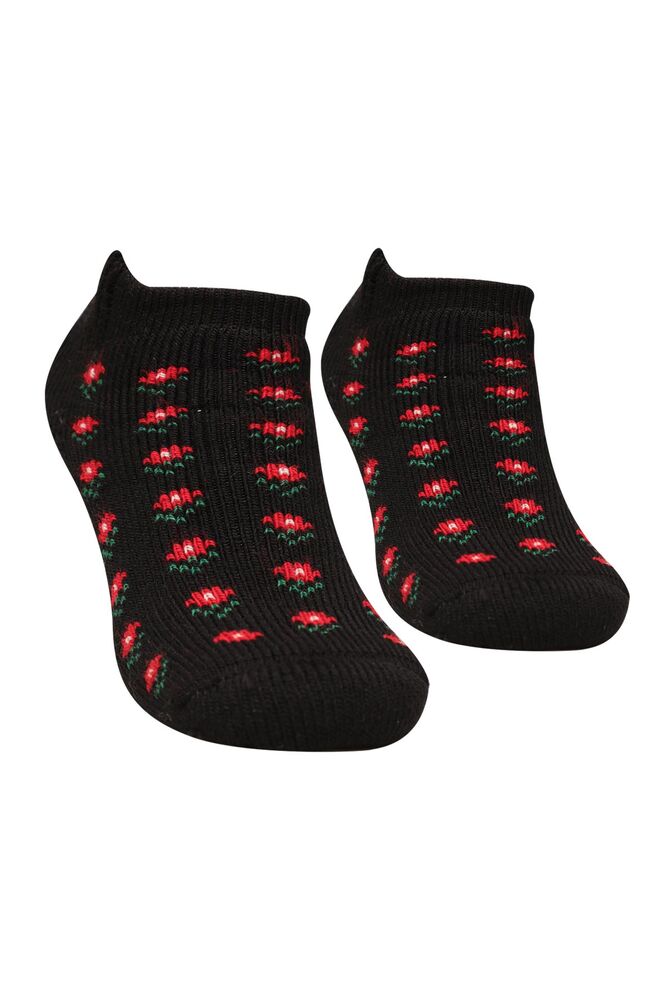 Desenli Kadın Patik Çorap 5966 | Siyah