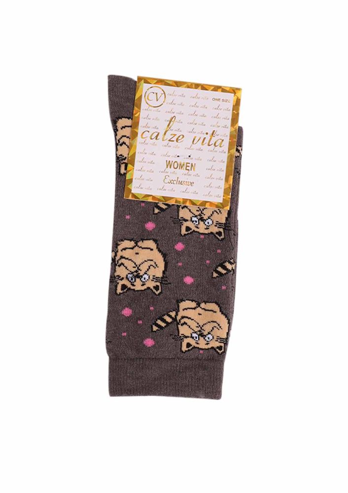 Calze Vita Kedi Desenli Çorap 337 | Füme