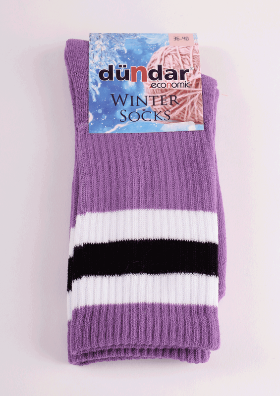 DÜNDAR - Dündar Desenli Havlu Çorap 8504 | Lila