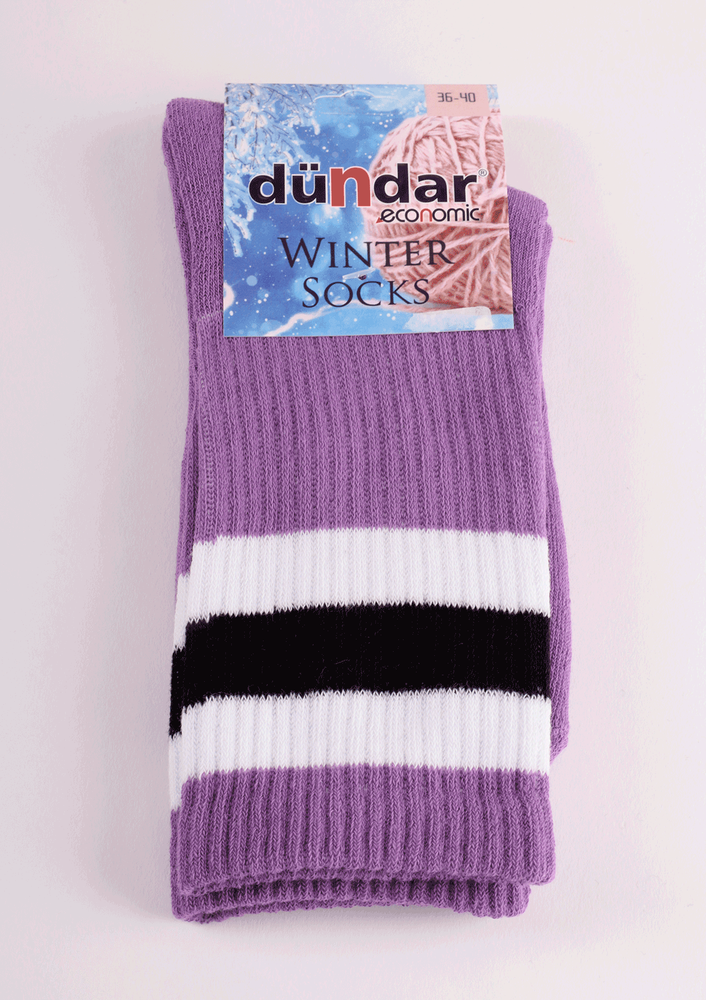 Dündar Desenli Havlu Çorap 8504 | Lila