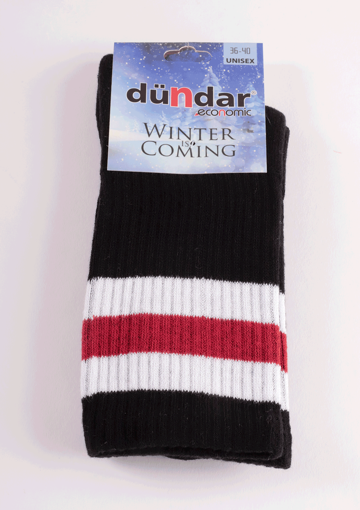 Dündar Desenli Havlu Çorap 8504 | Siyah
