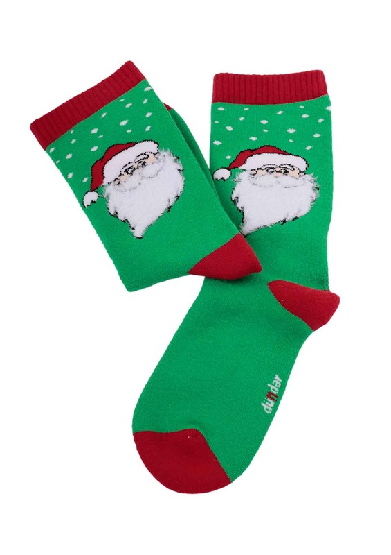 Dündar Noel Desenli Baskılı Dikişsiz Çorap 014 | Yeşil - Thumbnail