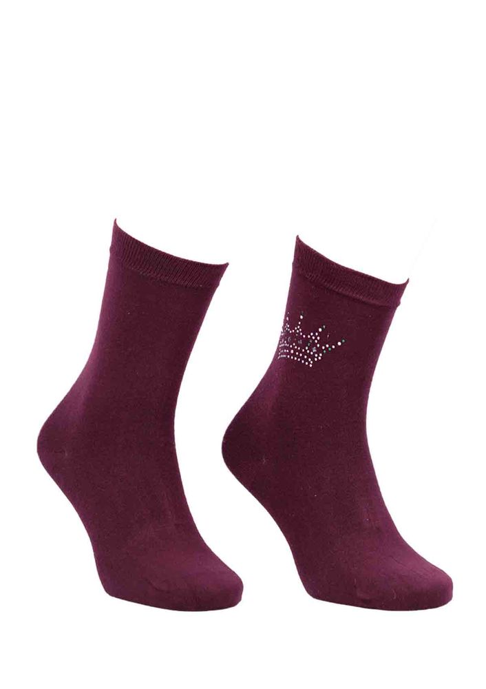 Dündar Taç Desenli Çorap 8508 | Bordo