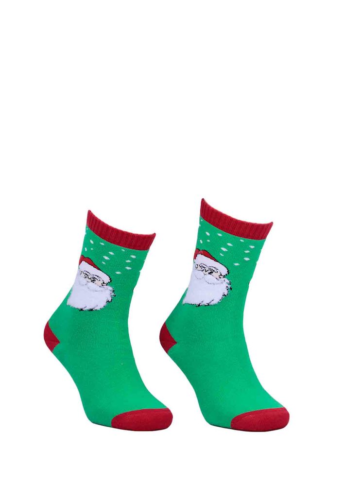 Dündar Noel Desenli Baskılı Dikişsiz Çorap 014 | Yeşil