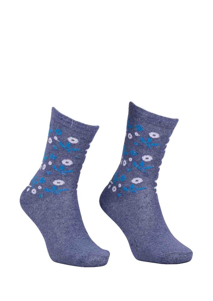 Desenli Pamuklu Çorap 6005 | İndigo