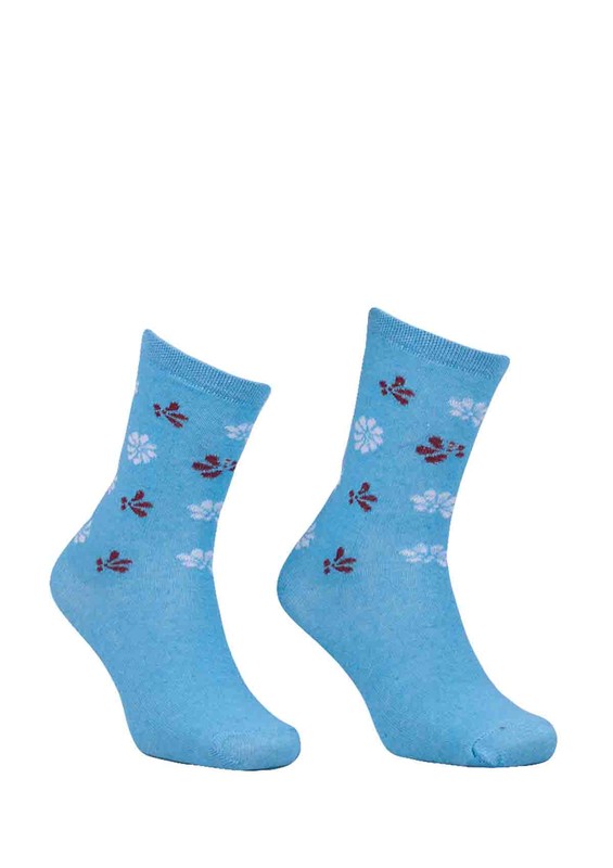 Çiçekli Çorap 6007 | Mavi - Thumbnail
