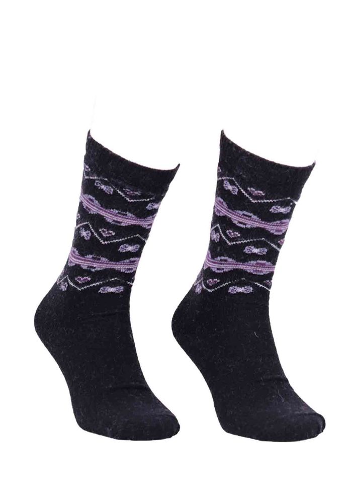 Desenli Yün Çorap 3010 | Siyah