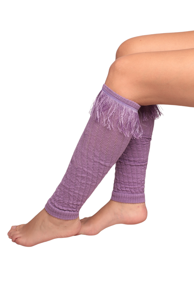 Kadın Püskül Detaylı Tozluk Çorap | Lila
