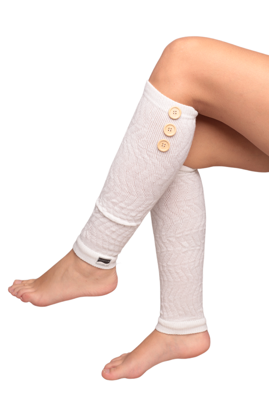 POLAINAS - Kadın Düğmeli Tozluk Çorap | Beyaz