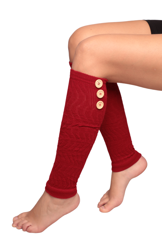 POLAINAS - Kadın Düğmeli Tozluk Çorap | Kırmızı