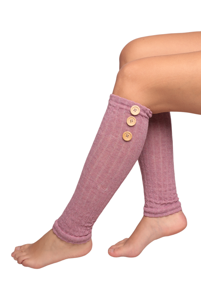 Kadın Düğmeli Tozluk Çorap | Lila