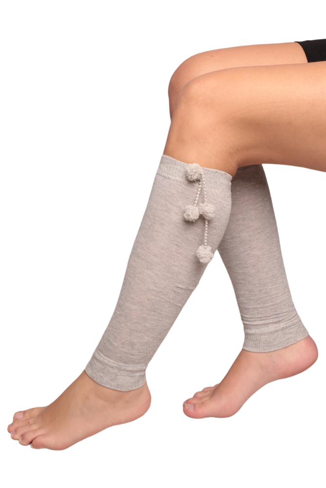 Kadın Ponponlu Tozluk Çorap | Bej
