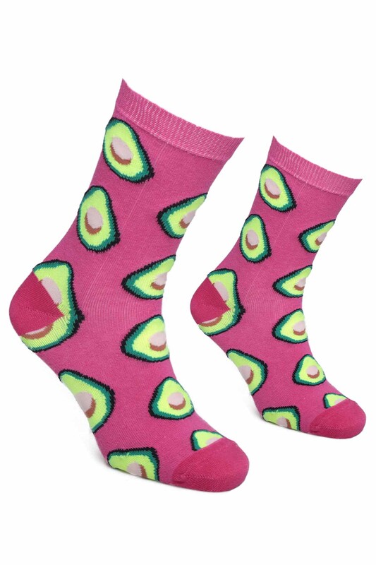 RETRO - Avokado Desenli Çorap | Neon Yeşil