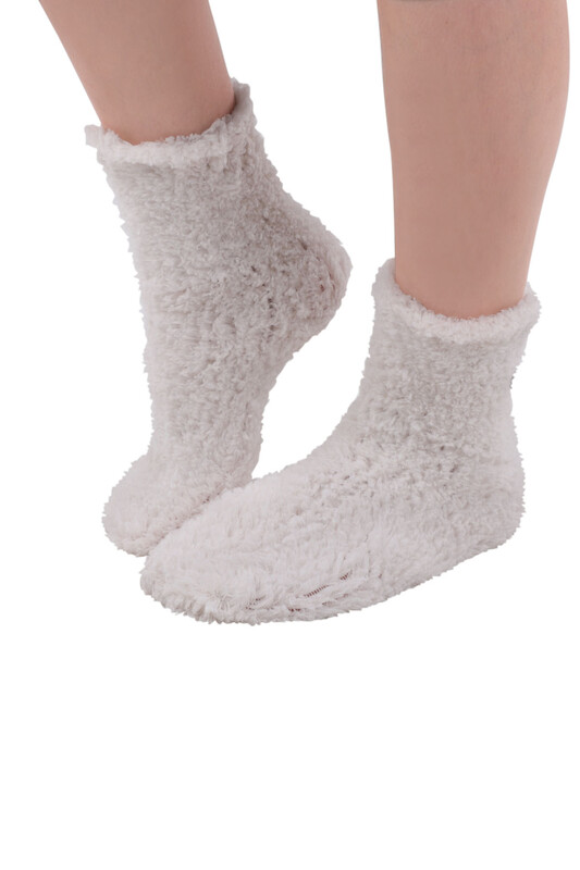 Sahab Kadın Örme Uyku Çorabı 30800 | Ekru - Thumbnail