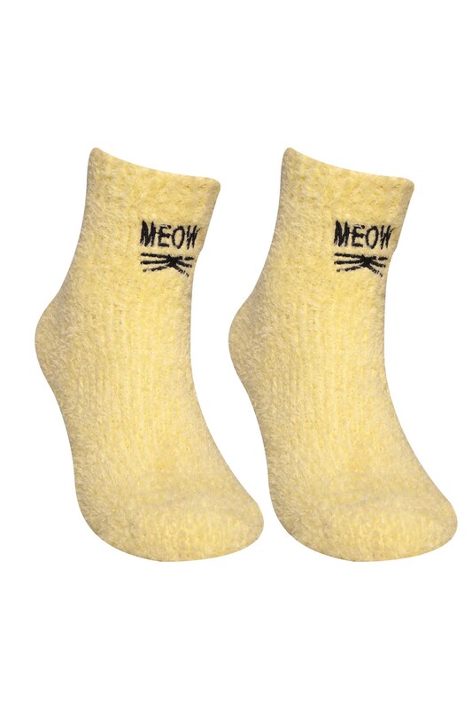 SAHAB - Kadın Nakışlı Peluş Çorap 48400 | Sarı