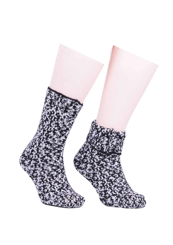 SARA DONNA - Desenli Yün Çorap 527 | Beyaz