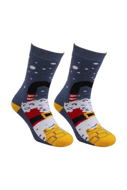 Yılbaşı Havlu Çorap 001 | Mavi - Thumbnail