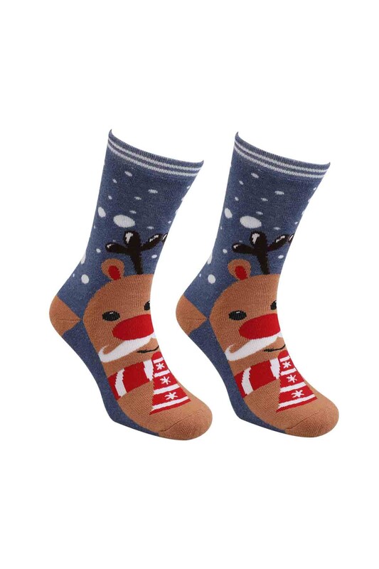 Yılbaşı Havlu Çorap 001 | İndigo - Thumbnail