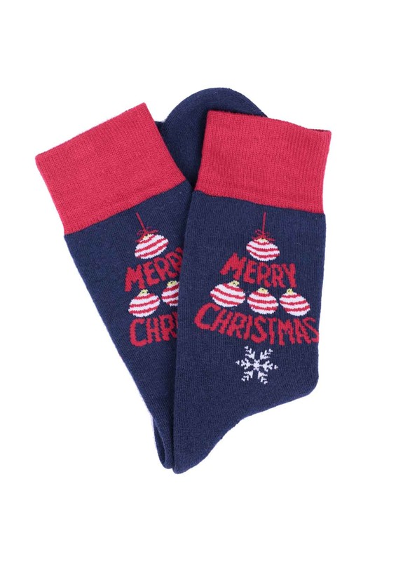 Simisso Desenli Havlu Yılbaşı Çorabı | Lacivert - Thumbnail