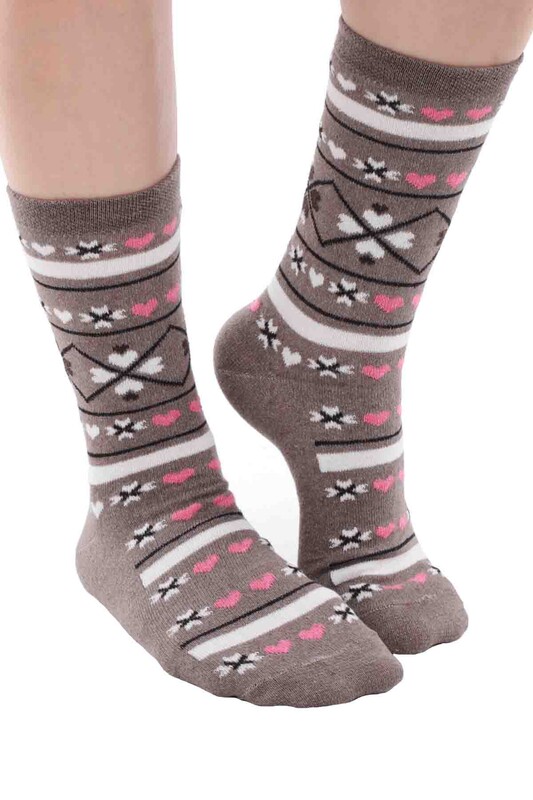 SİMİSSO - Kadın Desenli Çorap 104 | Kahverengi
