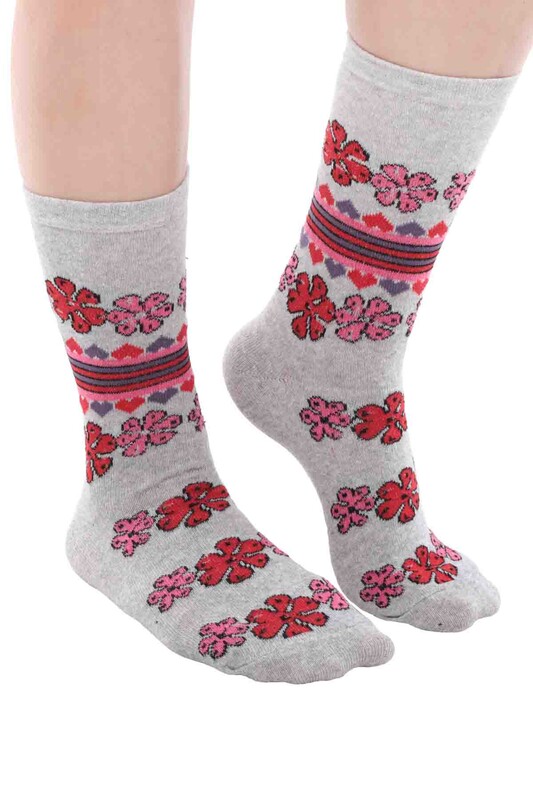 SİMİSSO - Kadın Desenli Çorap 101 | Gri