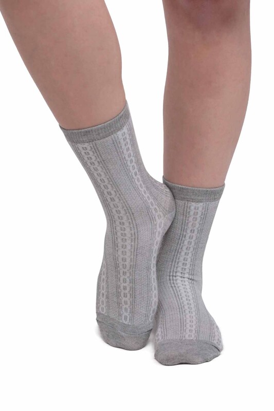 SİMİSSO - Desenli Kadın Soket Çorap | Gri